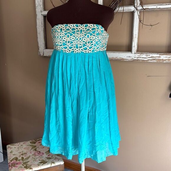 NWT Lilly Pulitizer jillie chiffon silk strapless dress size 4 wedding guest for - Picture 1 of 11